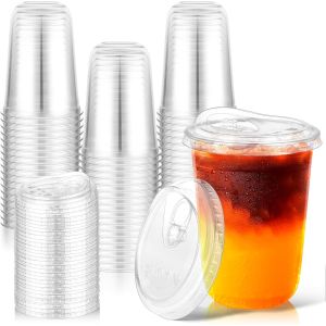 Custom U Shape Disposable Iced Coffee Cup 16oz Clear Cold Drinks Plastic Cups