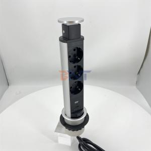 Round Circle Hidden Kitchen Pop Up Power Outlet with USB Plugs & Sockets for