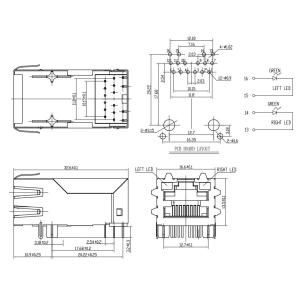 Magnetic RJ45 Single Port Female Jack 1 - 1.5A For Gigabit Applications