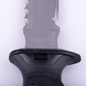 TITANIUM diving knife with two straps sharp tip and blunt tip