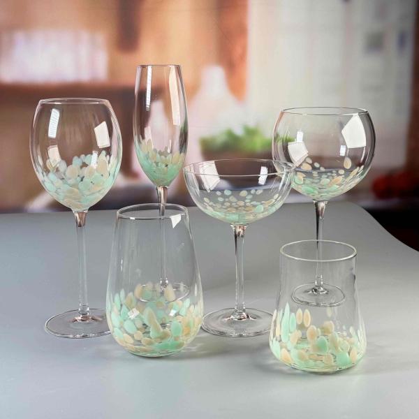 Quality Customized Hand Blowned Half-confetti Lead Free Crystal Wine Glass Set wholesale