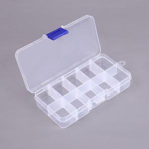 Blue Button Small Plastic Storage Box Removable 10 Grid Jewelry Organizer Case