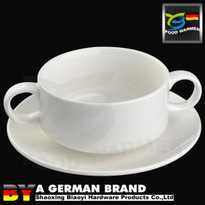 High Temperature Fired Made White Porcelain Cream Soup Bowl with Saucer