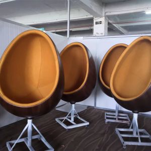 Living Room Chair Walnut Veneer Fiberglass Pointed Ball Oval Egg Shell Type