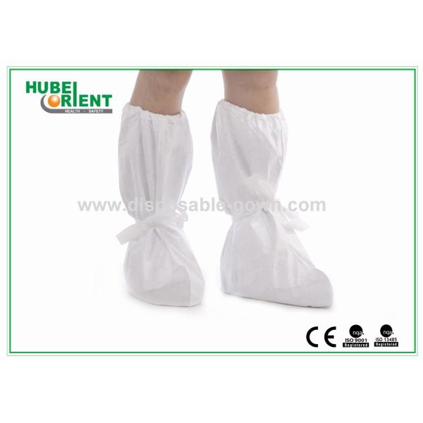 Quality Durable White Disposable Tyvek Boot Cover , Shoe Protector Booties wholesale