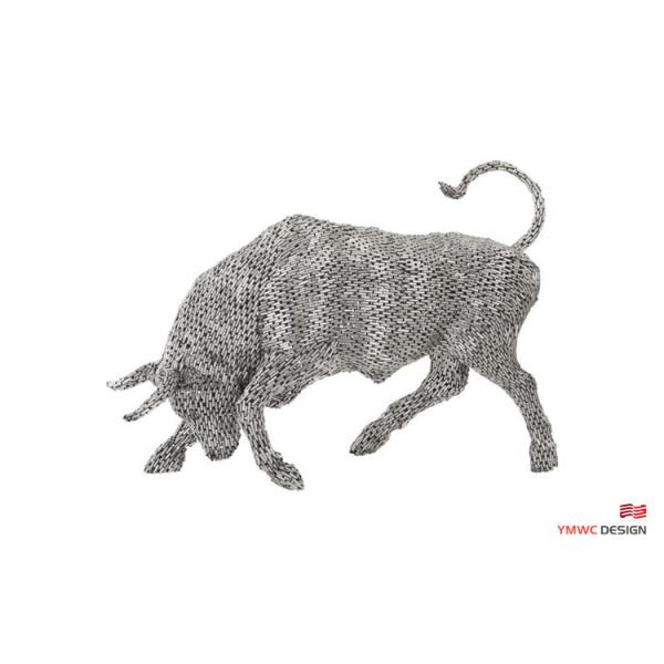 Custom Metal Animal Statues Modernistic Life-Size Stainless Steel Bull Pipe Sculpture