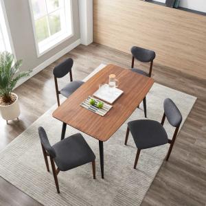 L55.125" H29.9" Wood Veneer Dining Table Iron Legs Simple Rectangular Dining