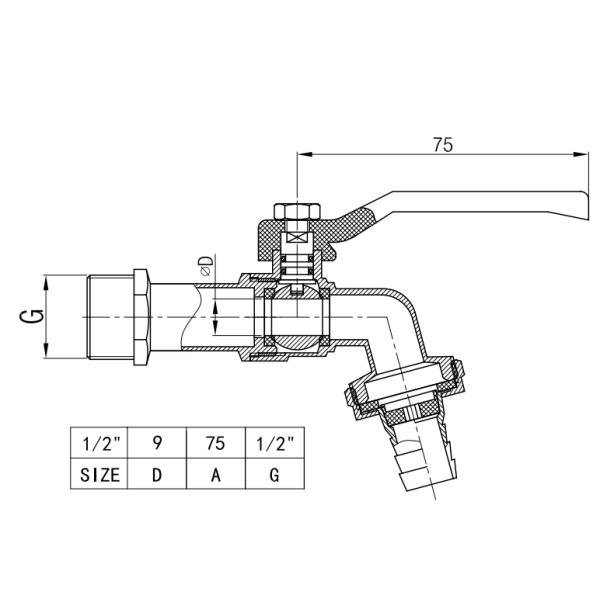 Red ISO 228 Cast Iron Ball Valve Zinc Bibcock NPT BSP