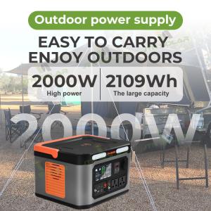 Portable LiFePO4 Solar Generator Pure Sine Wave Powerstation MPPT 2000Wh 110V