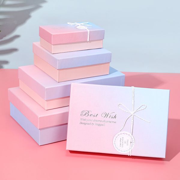 Quality Gradient Gift Box Premium Heaven Earth Lid Packaging Pastel Color Transition Design Luxury Cosmetic Jewelry Presentation Box wholesale