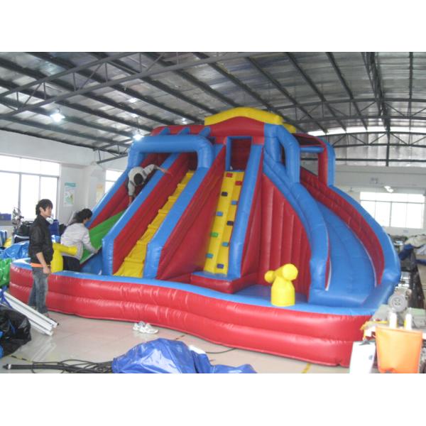 Orange And Blue 0.55mm PVC Tarpaulin Inflatable Water Slide/New design Backyard Slide