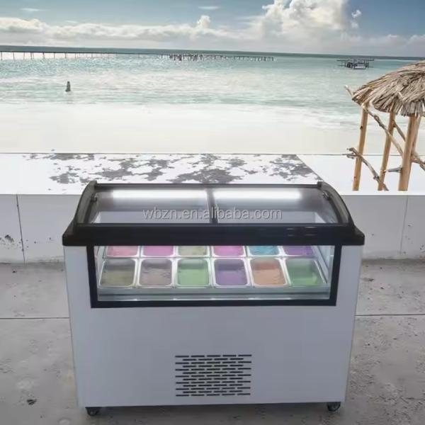 Commercial Use Hard Ice Cream Popsicle Display Freezer Gelato Ice Cream Display Freeze showcase