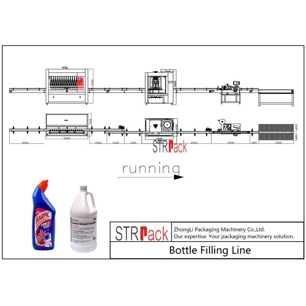 Quality Automatic Bottle Filling Line 2000-5000 BPH Capacity For Toilet Cleaner Liquid wholesale