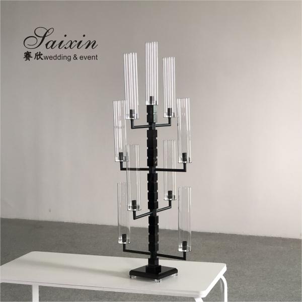ZT-558 Bling New wedding decoration gold candle holder 9 arms crystal candelabra