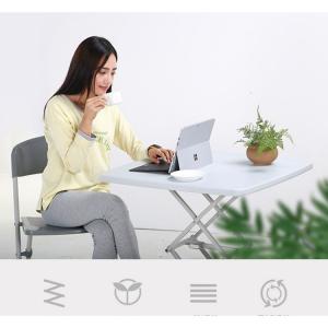 Wooden Foldable Elevating Desk White Height-Adjustable Computer Desk for Home