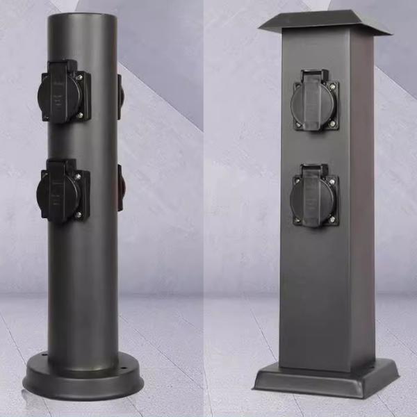 Black Stainless Steel Electrical Power Sockets Outdoor Garden In-ground Lawn Power Outlet