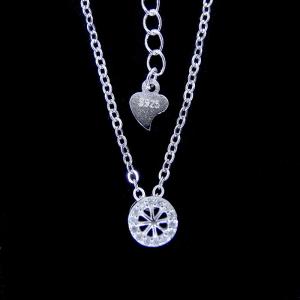 China Round Wheel Cubic Zirconia Diamond Pendant Necklace With Plated Rhodium on sale