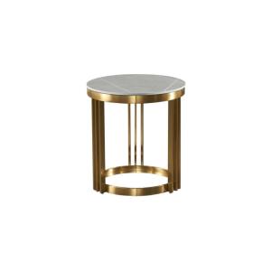 Steel Base Ceramic Top Side Table , Titanium Antique Marble Coffee Table