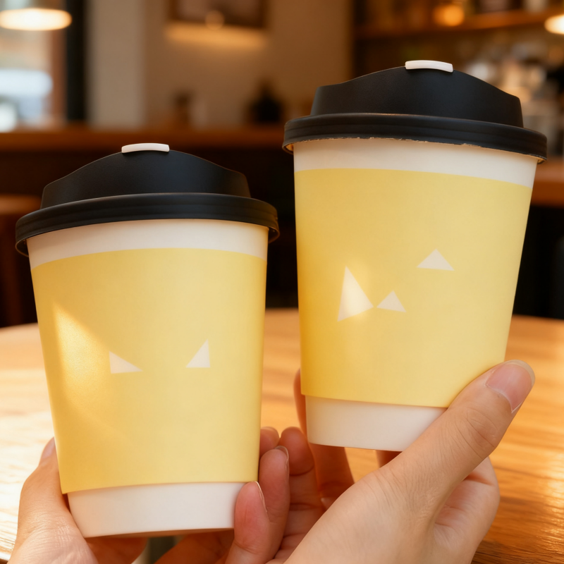 Customized printed logo 8oz 16oz double-layer hot coffee paper cup with lid