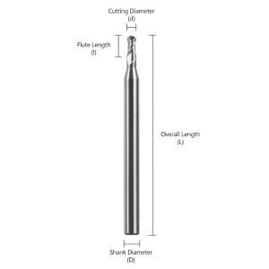 Tungsten Carbide End Mill with 2-8mm Flute Length, 4mm Shank Diameter, and 50mm