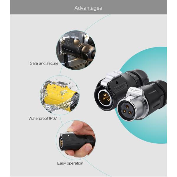 CNLINKO 3 Pin Male Connector IP68 Waterproof M20 Female DC Power Plug Power Cable Type