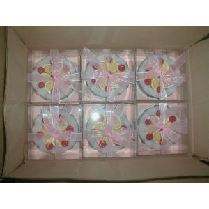 White paraffin beutiful cake candle handmade drawing packed into gift box