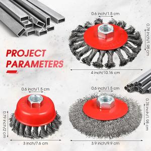 3 Pieces 4 Inch Wire Wheel Brush Coarse Crimped Twisted Knotted