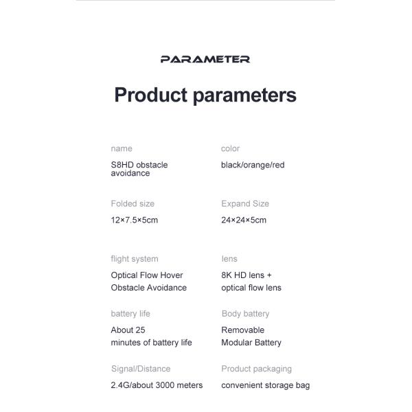 7.4V 2500mAh Battery Capacity Aerial Quadcopter Drone with Dual Camera and Obstacle Avoidance