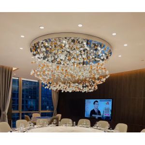 Large Chandelier Lamp Colorful Glass Stone Light Art Style for Villa Project Hotel Lobby