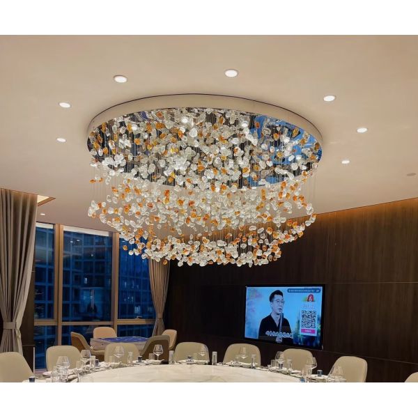 Quality Large Chandelier Lamp Colorful Glass Stone Light Art Style for Villa Project Hotel Lobby wholesale