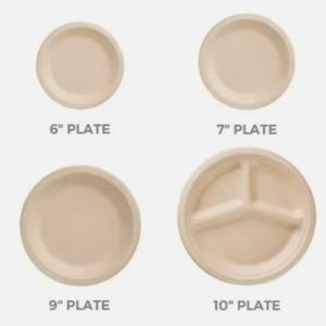 10 Inch * 3Gird Bagasse Round Plate Compostable Sugarcane Plates