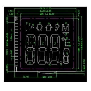 FPC FSTN Tn Positive COG LCD Module 3V RYD2119TM-01 For Infrared Thermometer