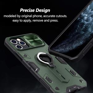 iPhone 12 Pro Max Case with Camera Cover & Kickstand, Duty Military Grade Armor