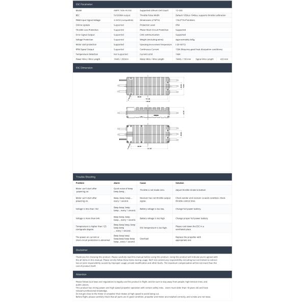 AMPX ESC 150A (12-24S) Drone Electronic Speed Controler (ESC)