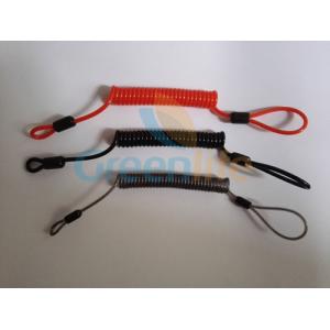 China Flexible plastic customized size coil tether w/mini loop on two ends simple tool wire lanyards on sale