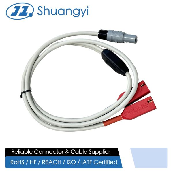 Power test cable connector with dual safety banana plugs to DC power socket,