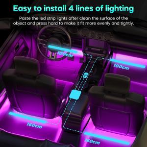 USB RGB Car LED Lights Strip Interior LED Lights for Cars 4 Music Sync Effects