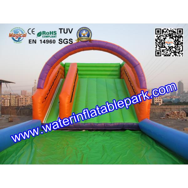 Quality Outdoor Sport Game Zorb Ramp / Roller Ball Inflatable Steep Hill With Pool wholesale