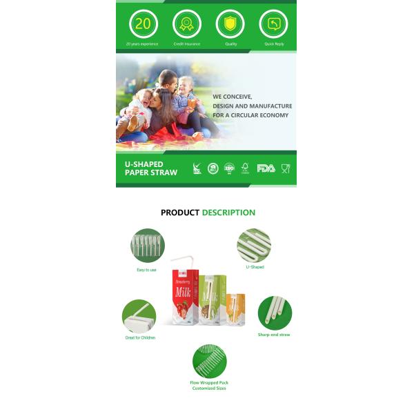 150mm Bendy Biodegradable Paper Straw