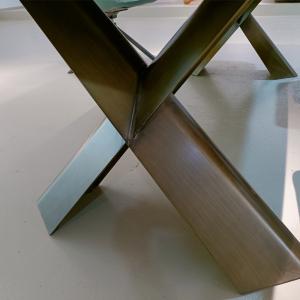 Modern Ceramic Marble Top Dining Table 10 Seat With Metal X Base