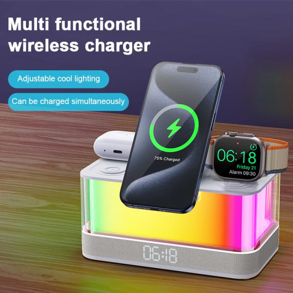 Quality Qi-enabled Wireless Charger and Bluetooth Speaker with Colorful Lights Compatibility Qi-enabled Devices wholesale