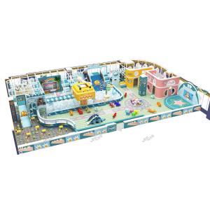 Cute Cartoon Themed Indoor Children Playground With Colorful Blue And Green