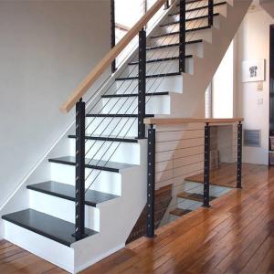 Modern Stairs Matte Black Cable Railing Balustrade Design For Steps
