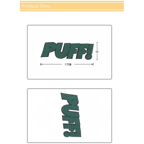 Cute Letter PUFF Embroidered Sports Patches Decorate Sew On Style For Garment Accessories