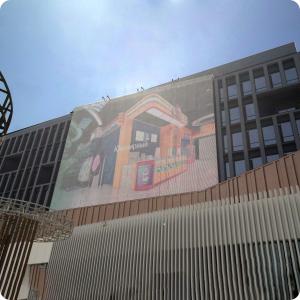 Ceiling Transparent LED Mesh Screen Media Facade P40 P50 P55 P80 P100 Pixel Dot