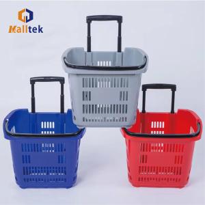 Customized Telescopic Handle Rolling Supermarket Shopping Trolley Basket With
