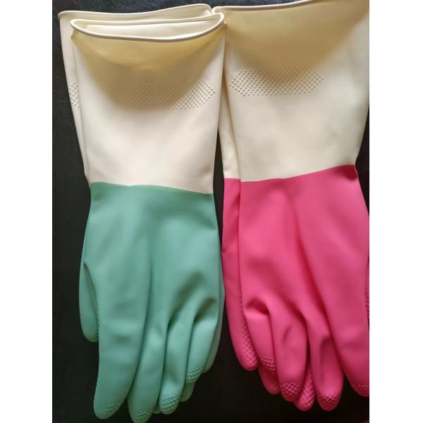 Quality Thickening Latex Industrial Bicolor Glove 320mm Flock Lining Chemical Resistance wholesale