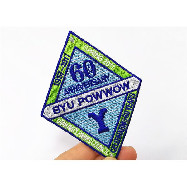 Quality Vintage Trucker Hat Patches Diamond Shape Twill Embroidered Emblems wholesale