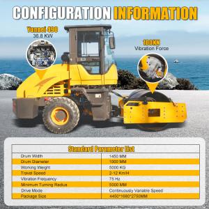 High Performance Road Machinery Vibratory Road Roller 5ton Single Smooth Drum