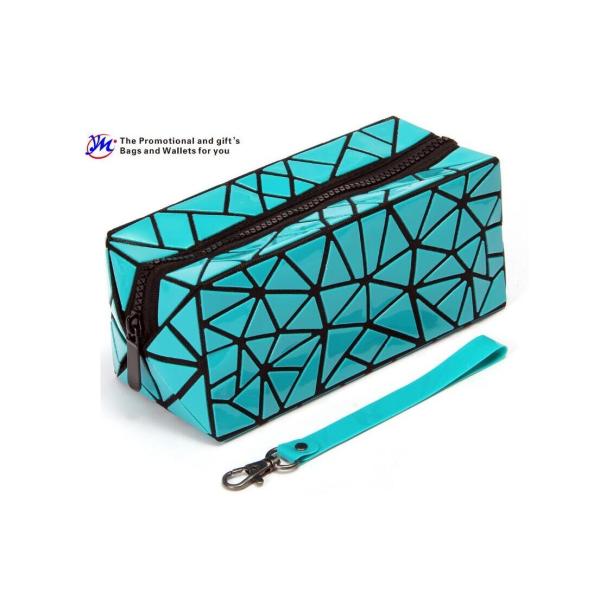 Quality Foldable Fashion Cosmetic Bags PVC Material Made With Diamond Pattern wholesale